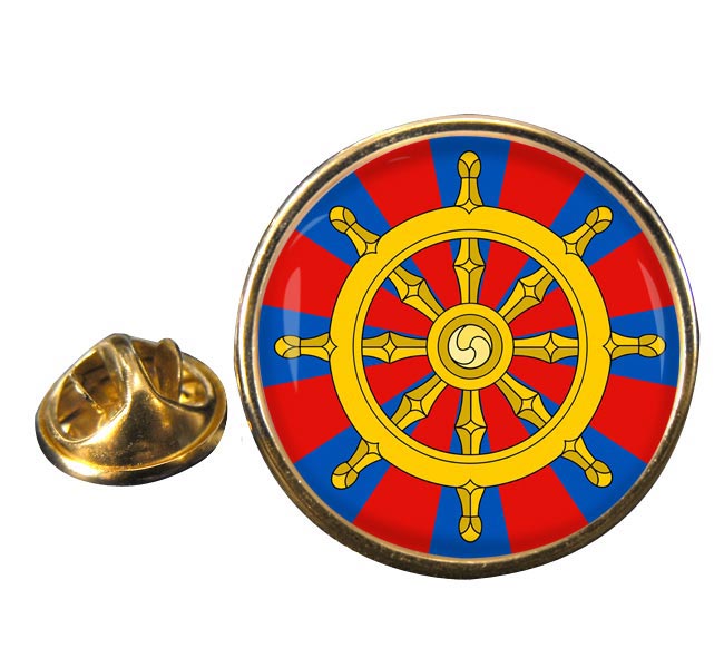 Dharmacakra Wheel of Dharma Round Pin Badge